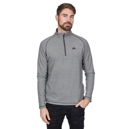 Keynote Men's 1/2 Zip Fleece in Black, Front view on mannequin