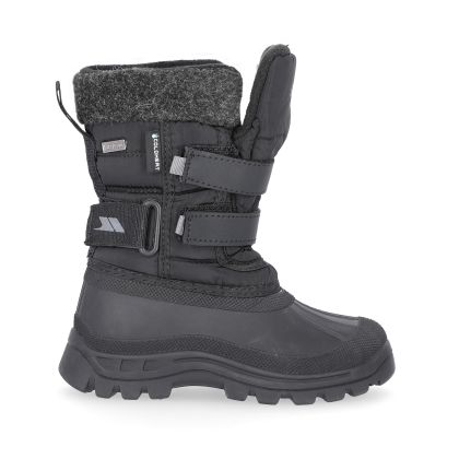 Strachan II Kids' Waterproof Snow Boots in Black, Outside view of footwear